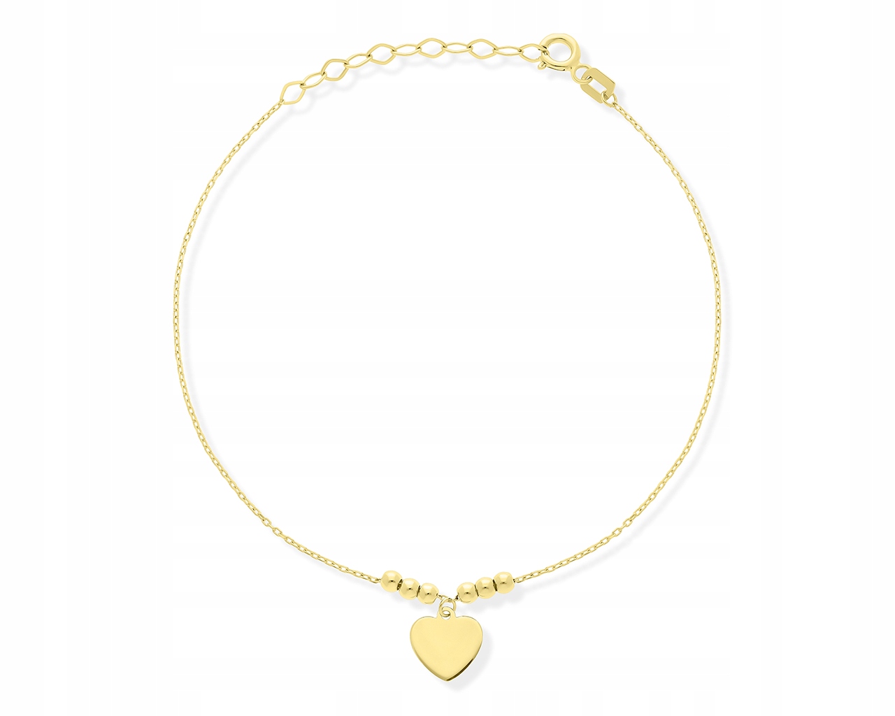 Zlatý náramek 585 srdce Gravírování hladkých kuliček pro ženy