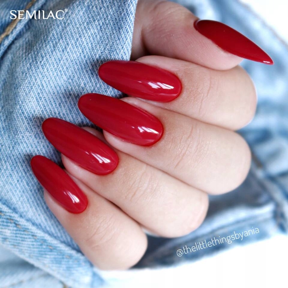 SEMILAC 027 Intense Red UV LED Lakier Hybrydowy 7ml Kolor Odcienie czerwieni i różu