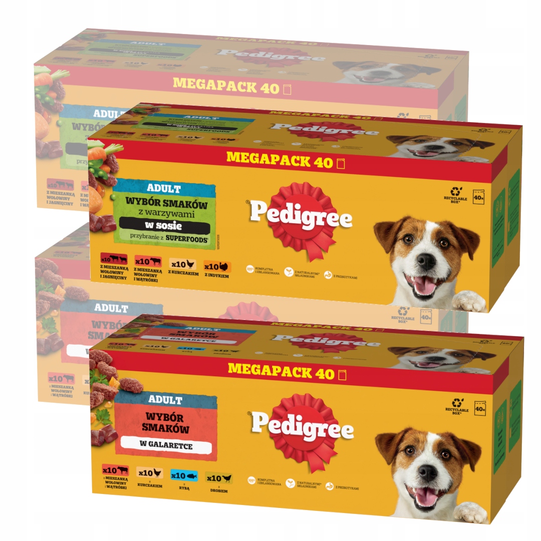 Pedigree Wybór Smaków 160x100g Saszetki Karma Mokra Dla Psa Sos i Galaretka