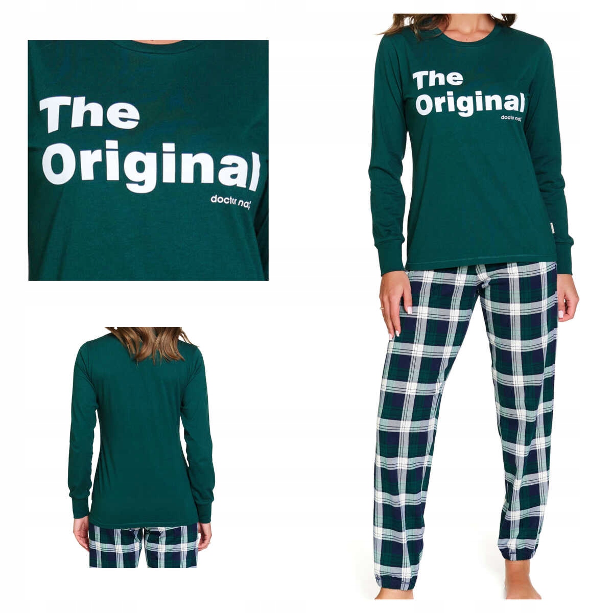 Doctor Nap Dámské bavlněné pyžamo s dlouhým rukávem Pm 7340 emerald L