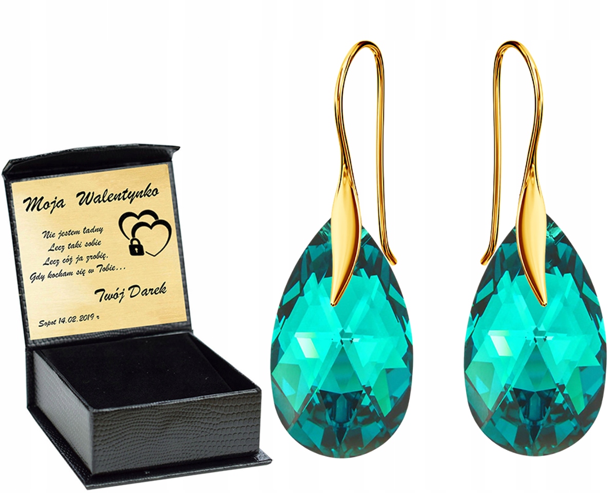 

Złote Kolczyki Almond Style Hook Swarovski Grawer