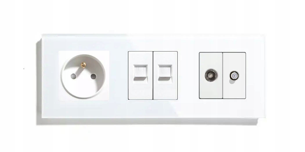 Elektrická Skleněná Zásuvka Trojitá Tv/internet RJ45 Rámeček 228 mm