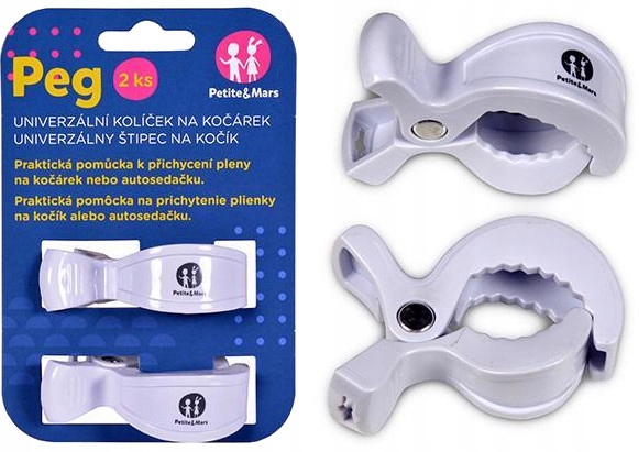 PETITE&MARS KLIPSY KLAMRY DO WÓZKA PEG 2szt
