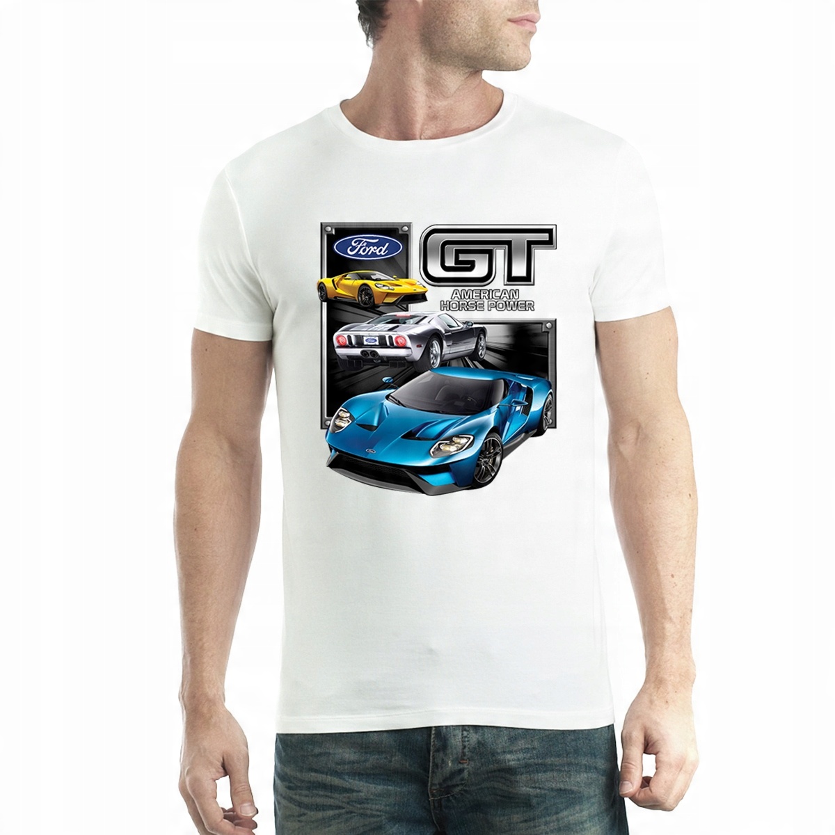 

Ford Gt Supercar T-shirt Męski Biel 4XL