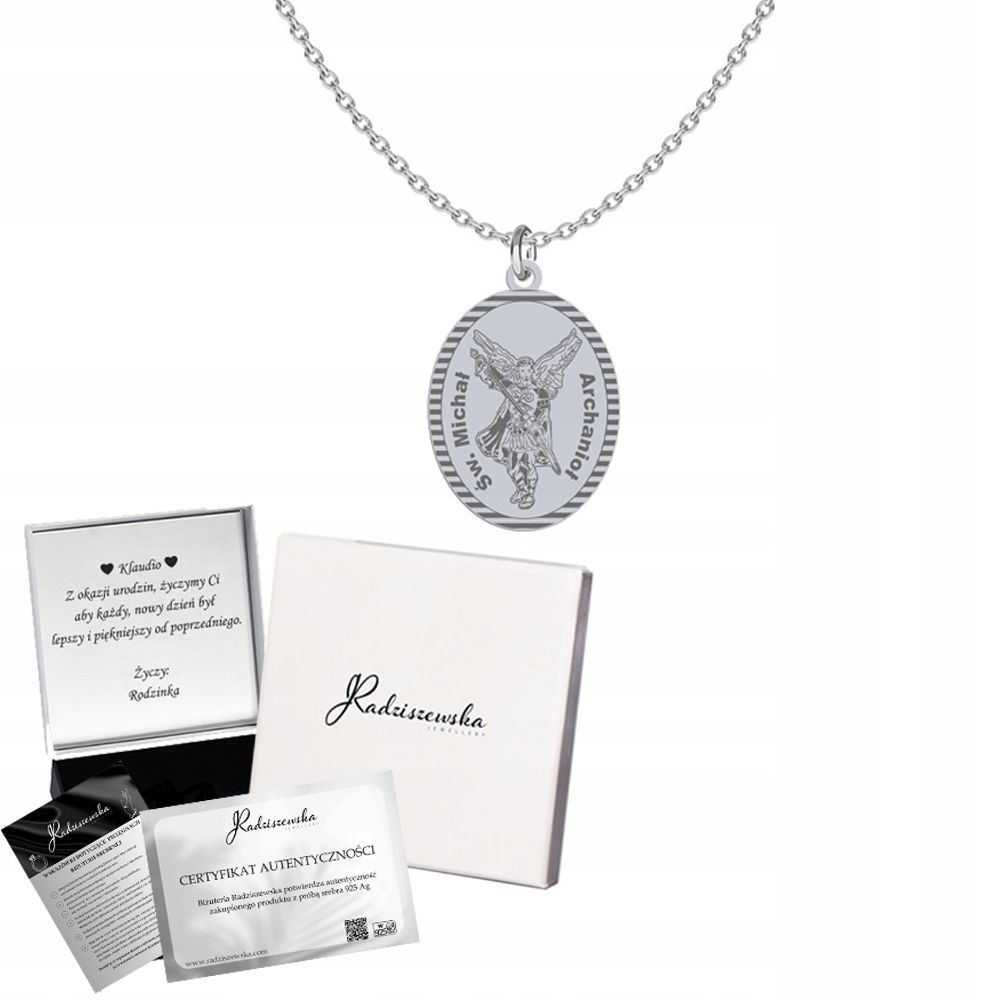 Stříbrný náhrdelník s archandělem sv. Michaelem Řetízek 925 Dárek Gravírování