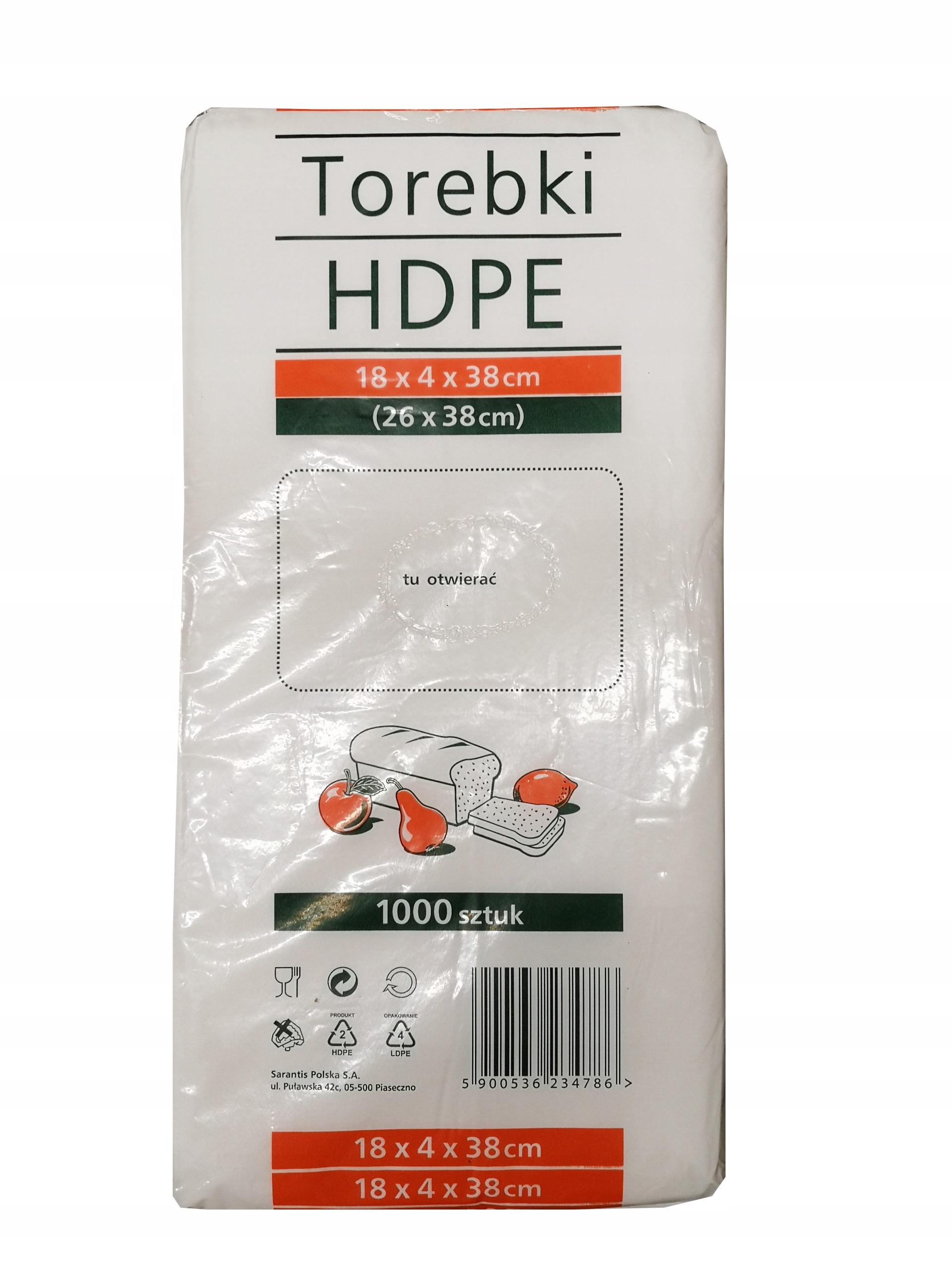 

Torebki woreczki Hdpe 18/4/38 (26x38cm) 1000sztuk