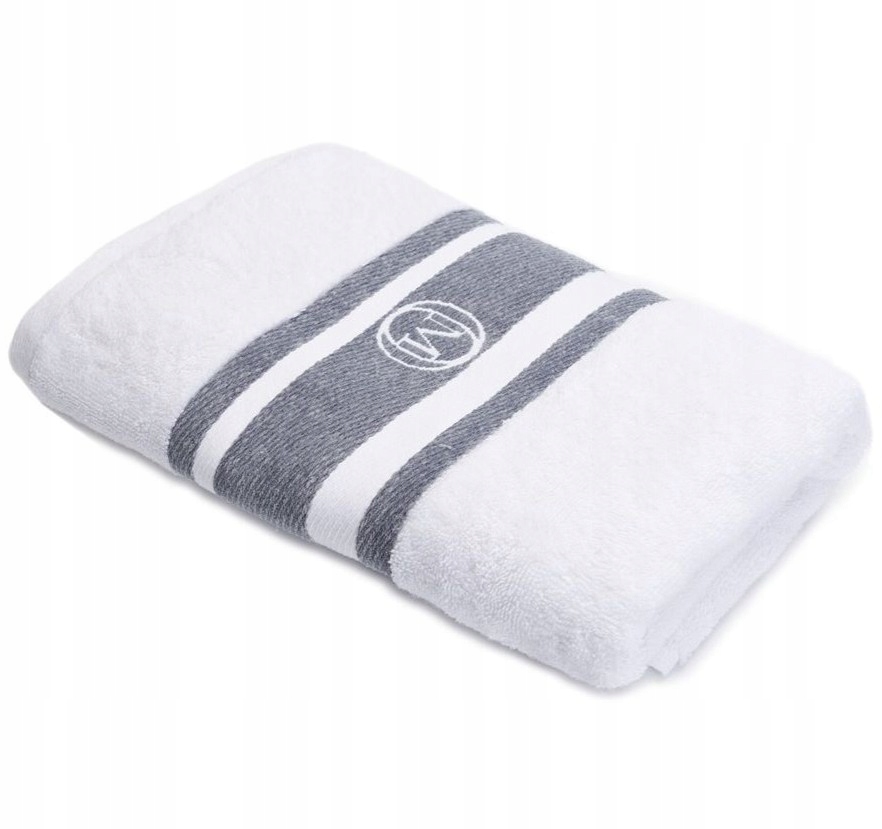Veľká bavlnená osuška do kúpeľne, biela, sivá Monogram Linea