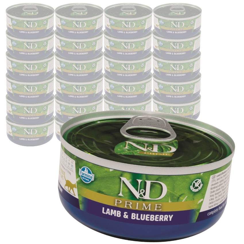 Levně Farmina N&d Cat Prime 24x70g Mokré Krmivo Pro Kočky Jehněčí a borůvka