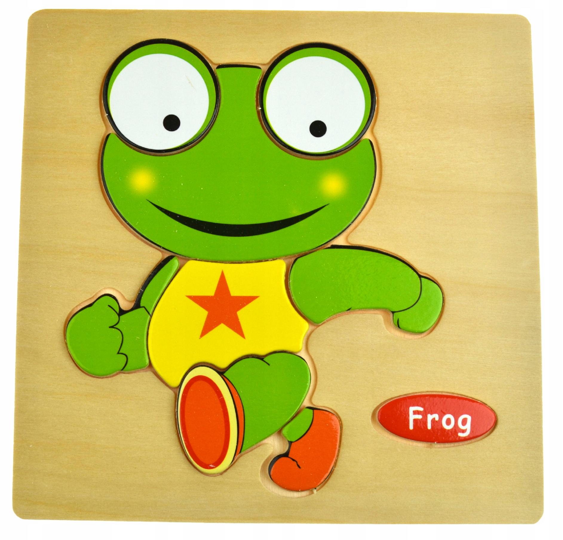 EDUKACYJNA DREWNIANA UKŁADANKA ŻABKA