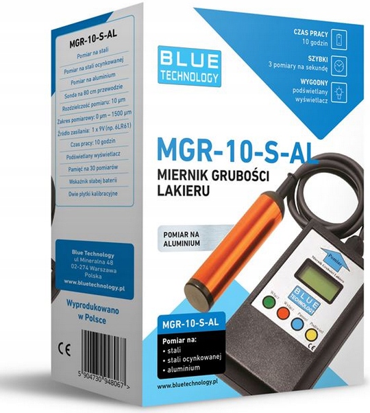 MIERNIK GRUBOŚCI LAKIERU STAL ALUMINIUM TESTER Model MGR-10SAL