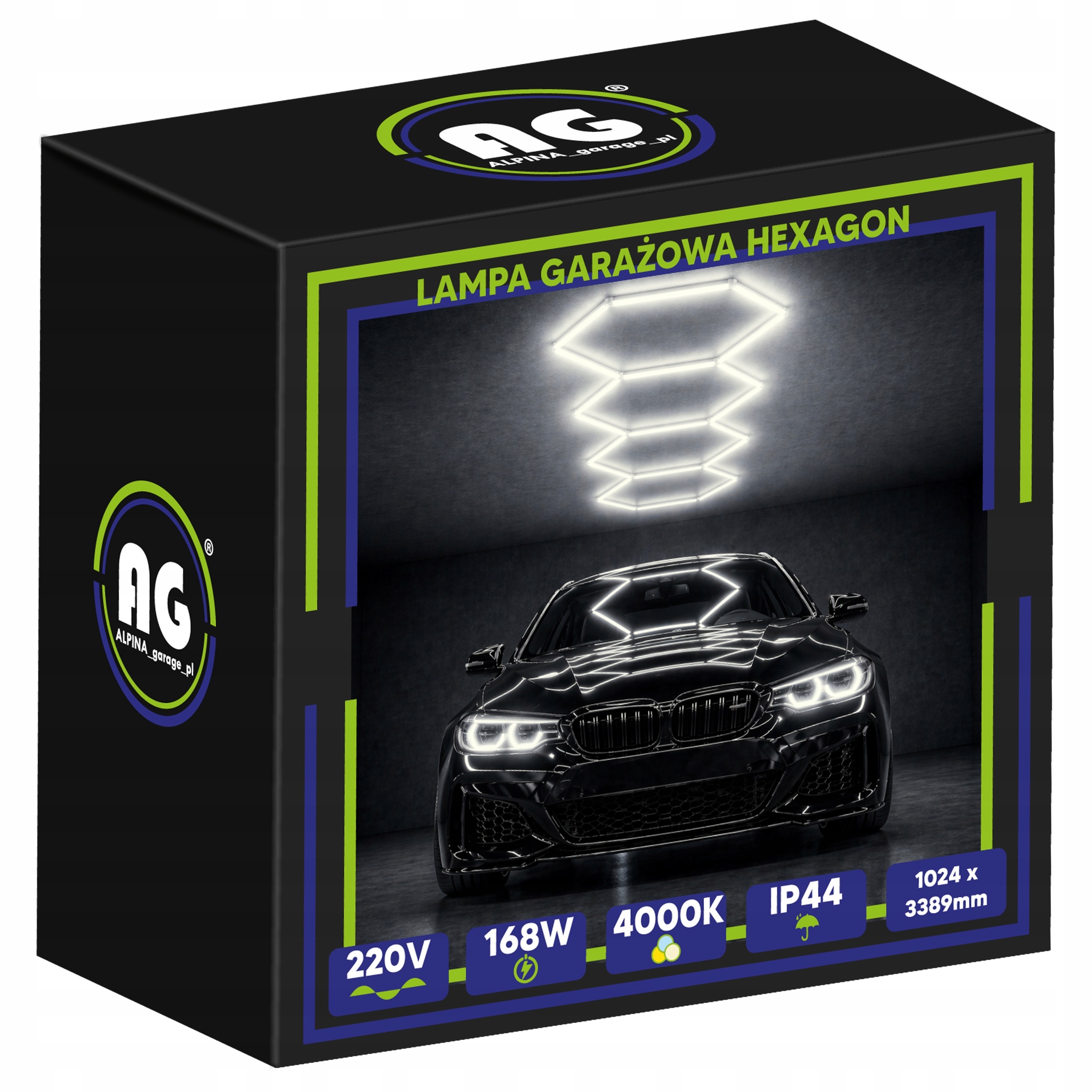 Led lampa Hexagón Stropný panel do garáže 168W 4000K 102x339 cm