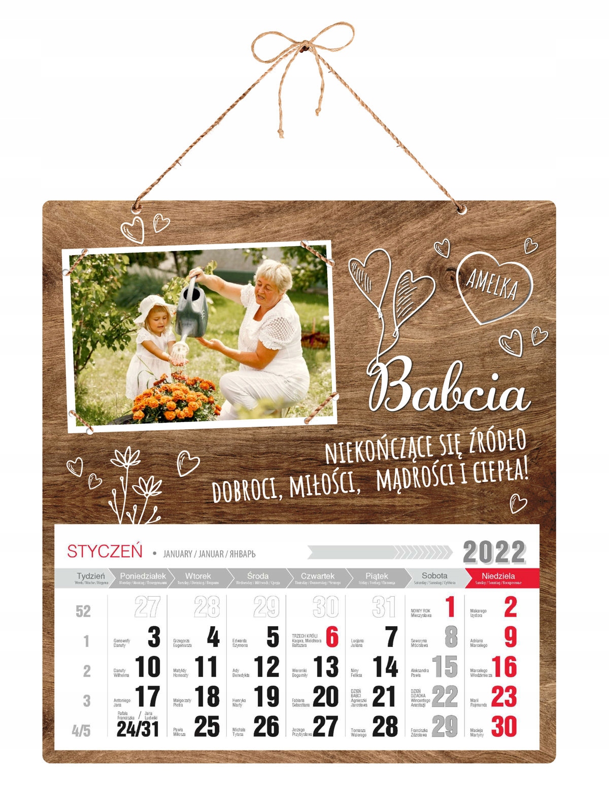 

Kalendarz ramka zdjęcie Dzień Babci Dziadka Grawer