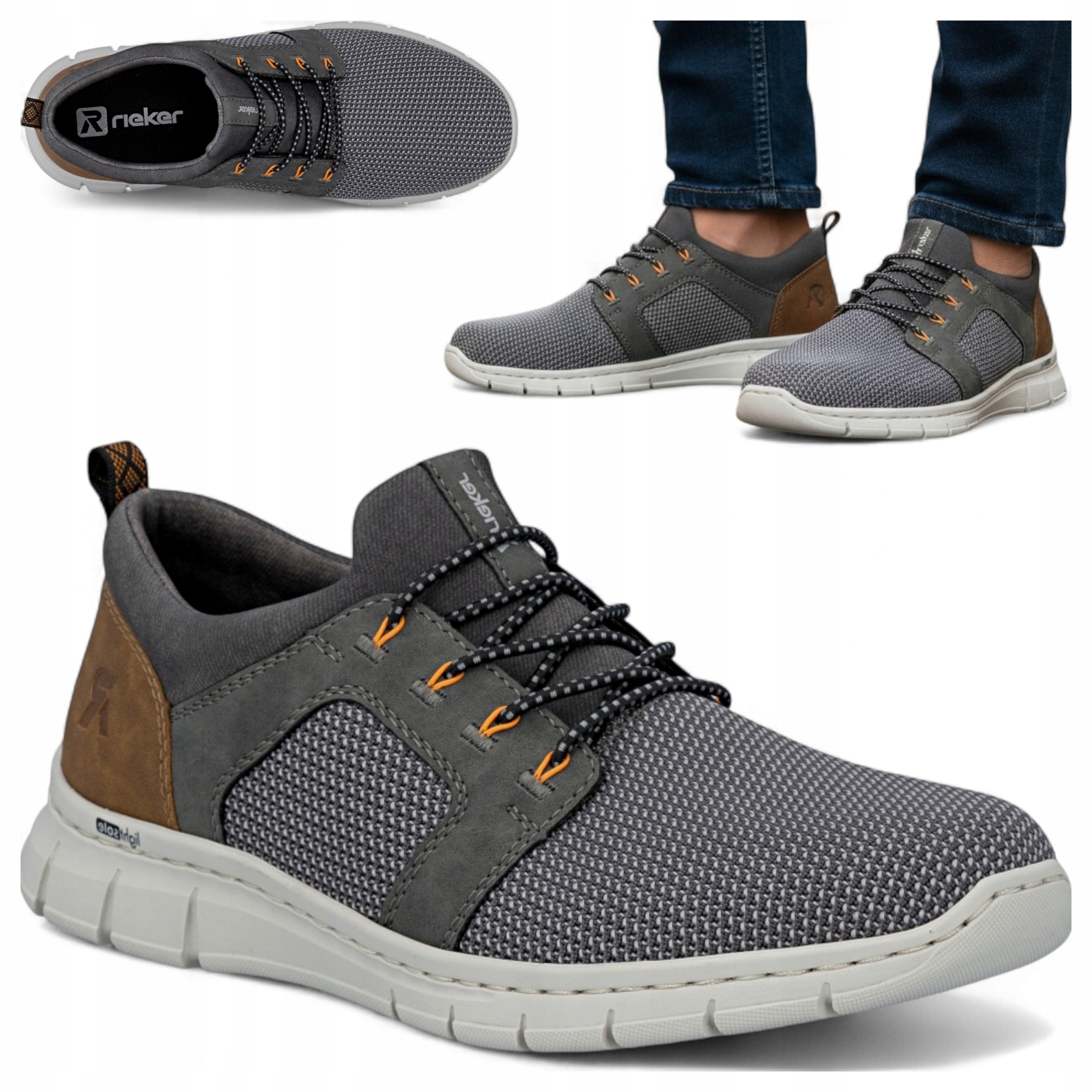 Pánské polobotky Polobotky 45 Rieker Lehké Jarní Pohodlné Sportovní Prodyšné