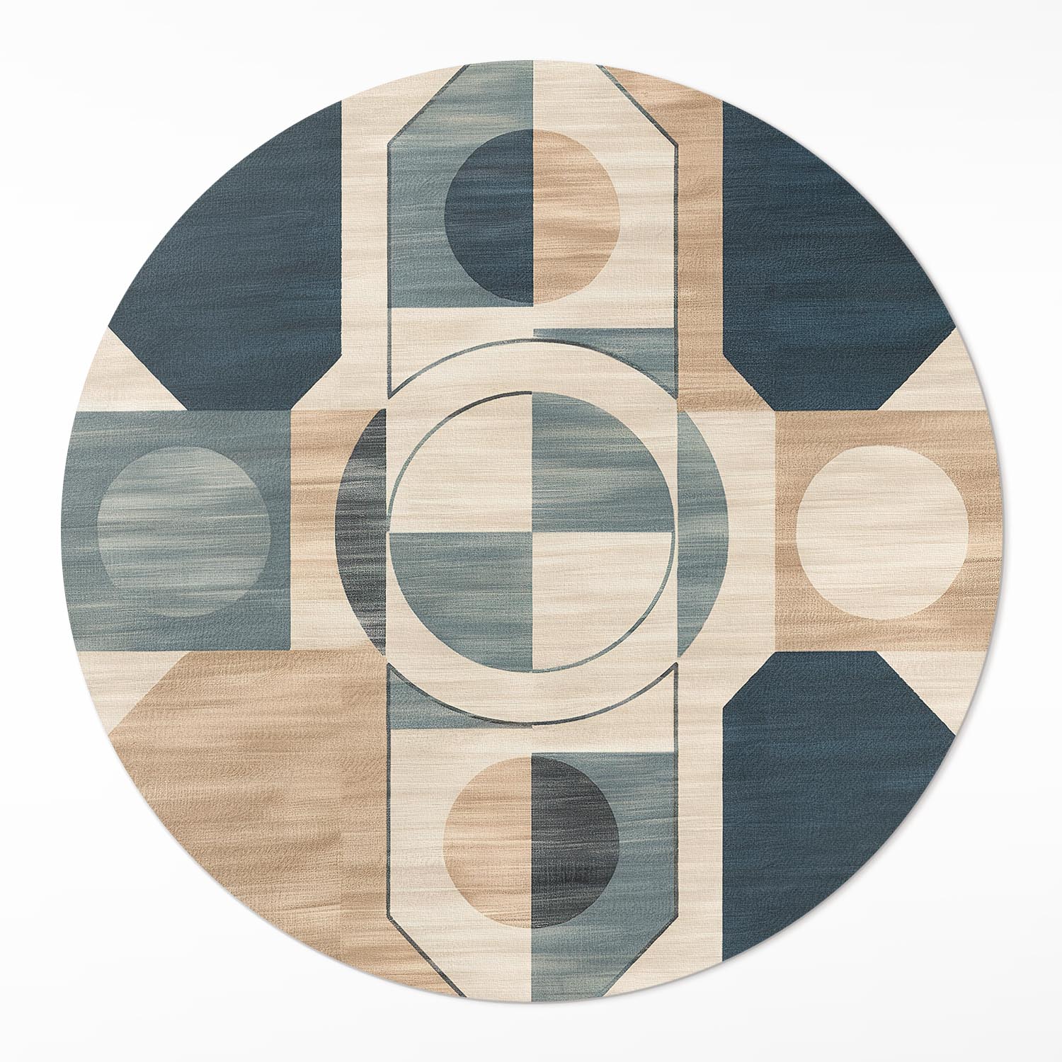 Kulatý Koberec o průměru 80 cm Geometrické tvary v retro stylu