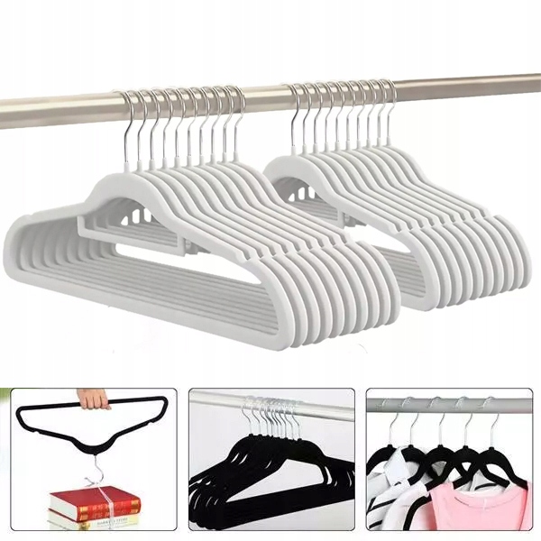 Velurový Věšák Na Oblečení Velurové Věšáky Univerzální Na Oblečení X50 Béžová