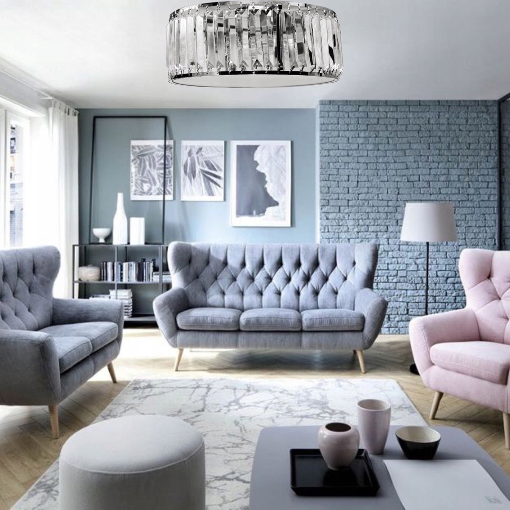 LAMPA WISZĄCA SUFITOWA PLAFON LED NOWOCZESNA CHROM Kolor srebrny