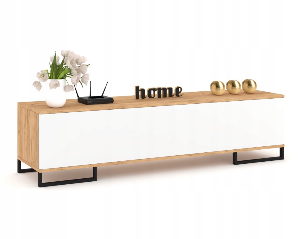 Stojící Rtv skříňka Horizontální komoda do obývacího pokoje Pawlacz Simply Craft Bílá 160