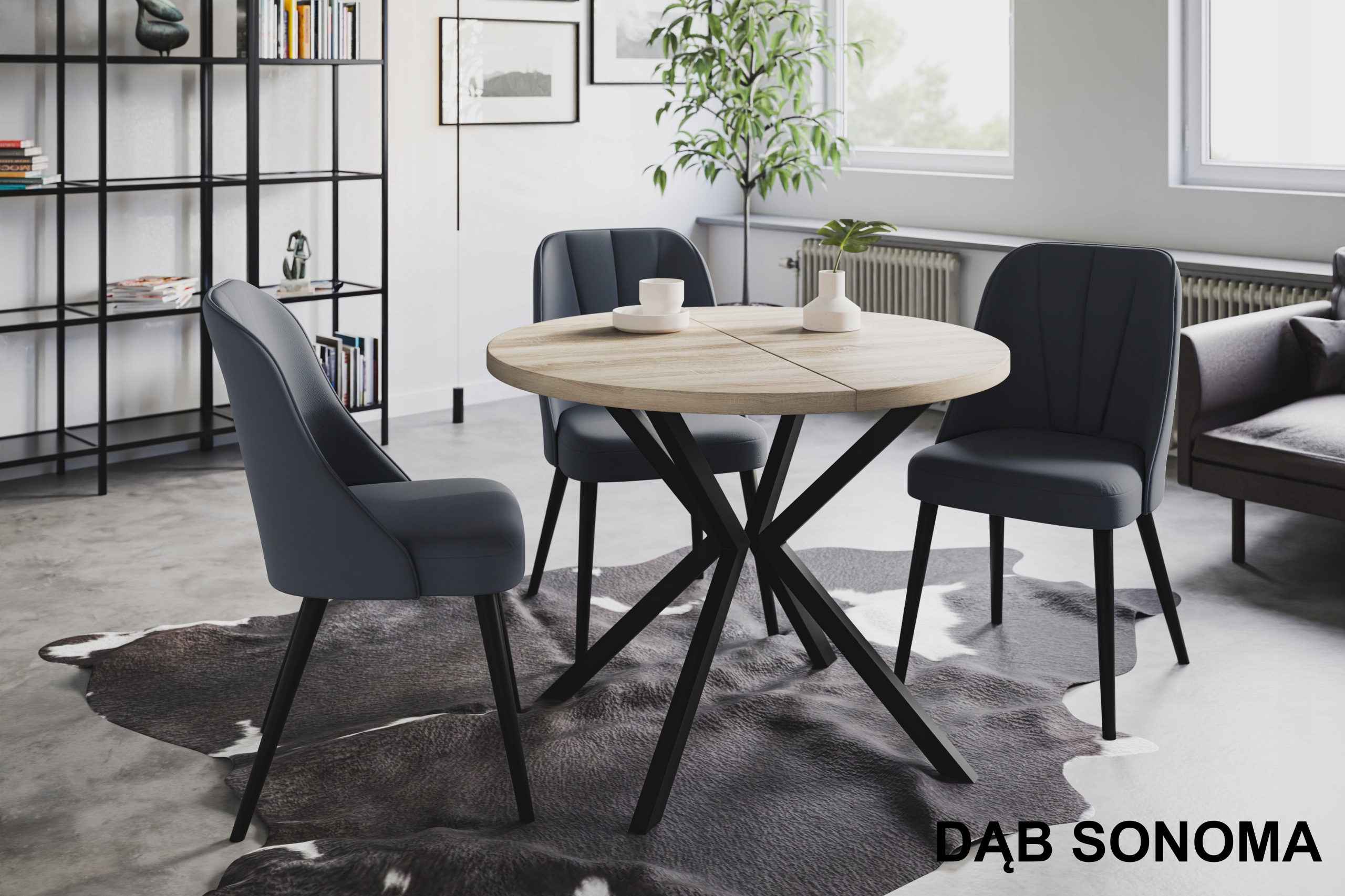 Stół rozkładany loft okrągły 100/180 LITE Kolekcja LOFT