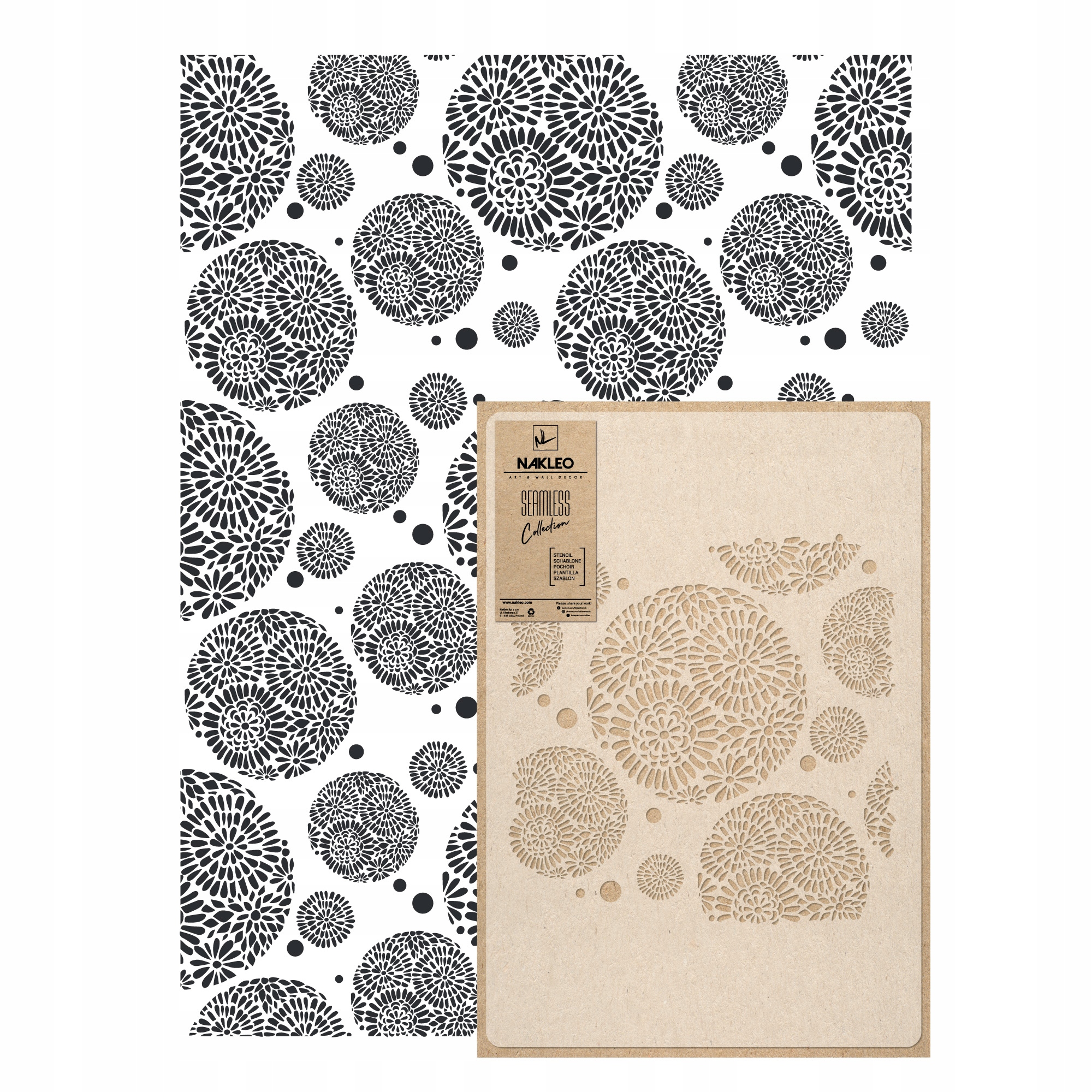 Opakovatelná malířská šablona Opakovaně Použitelný 59x95 cm Tapeta Kola Retro Koule