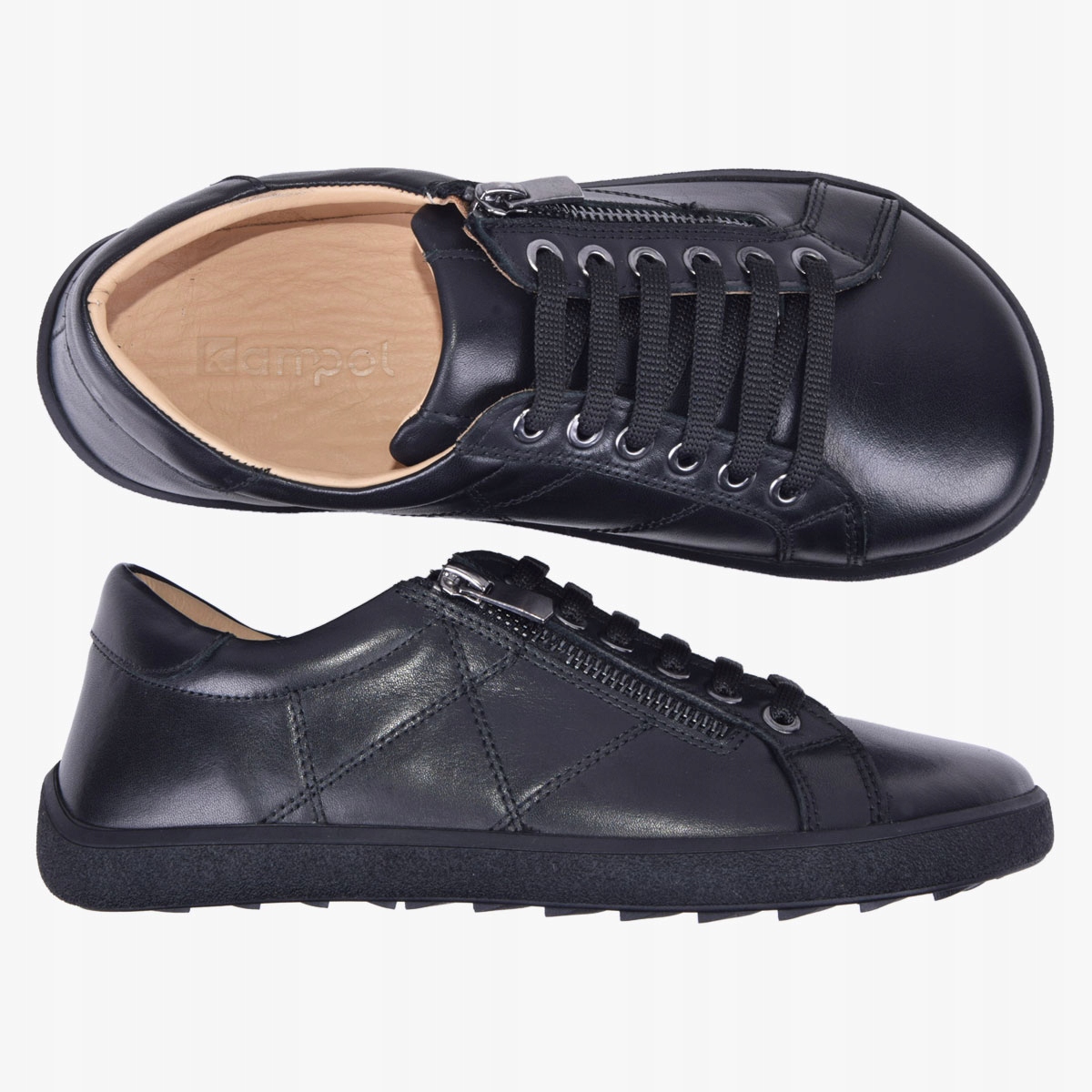 Buty Damskie Barefoot Skórzane Minimalistyczne Szerokie Czarne Kampol 39