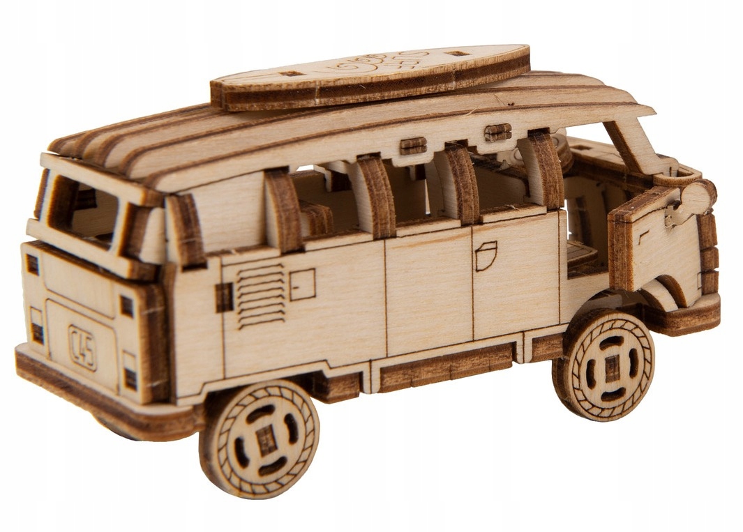 Puzzle 3D Mini Bus RETRO Ogórek samochód drewniany Materiał drewno