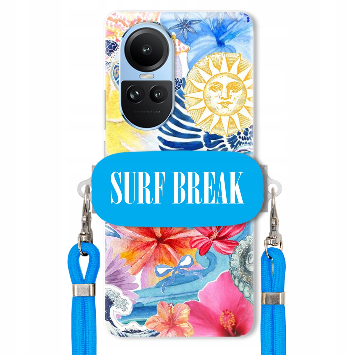 Puzdro pre Oppo Reno 10 5G Vodítko Crossbody Blue Držiak Surf Break Lata