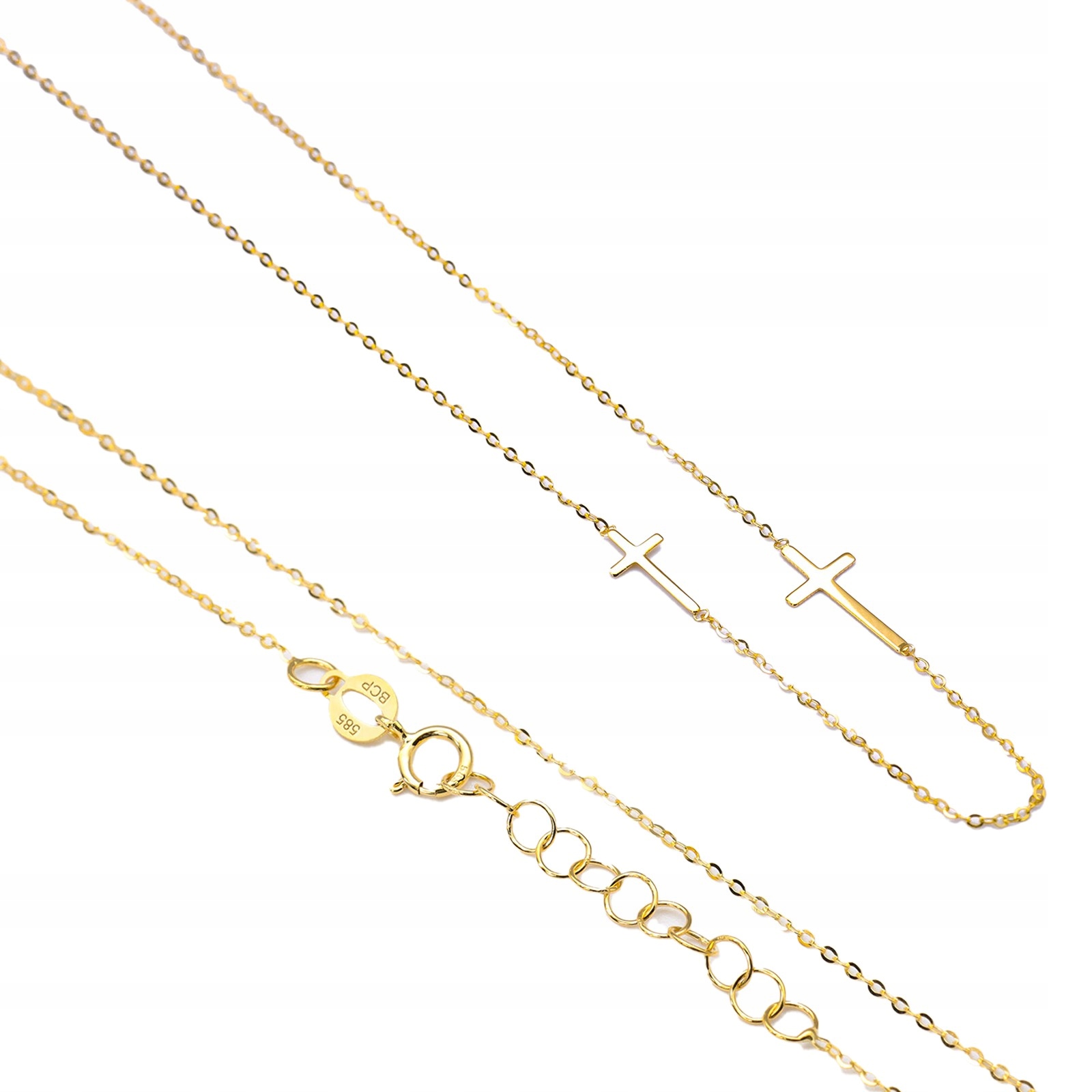 Zlatý náhrdelník 585 Lesklé křížky, elegantní