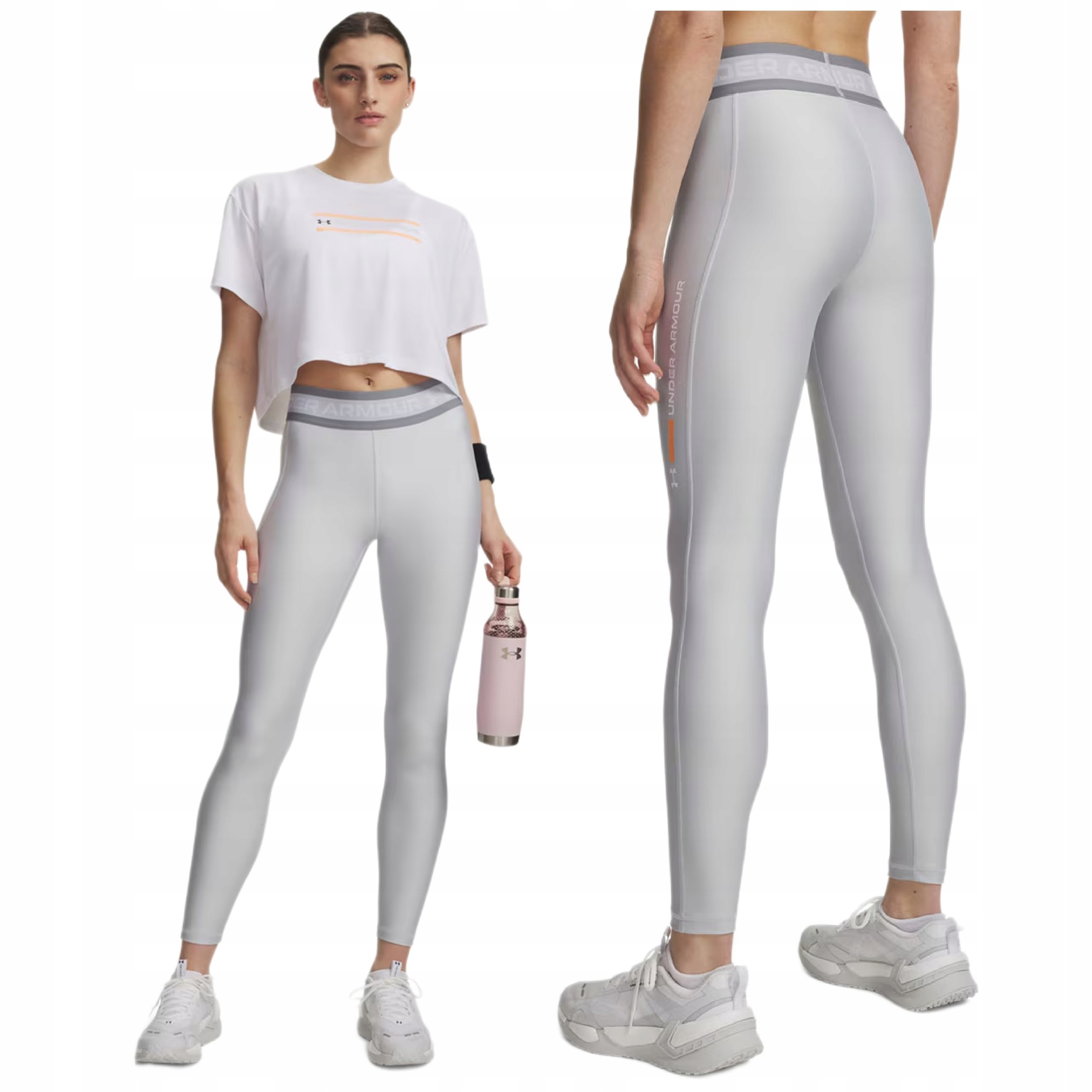 Legginsy damskie fitness Under Armour Tech Branded HeatGear kompresyjne M