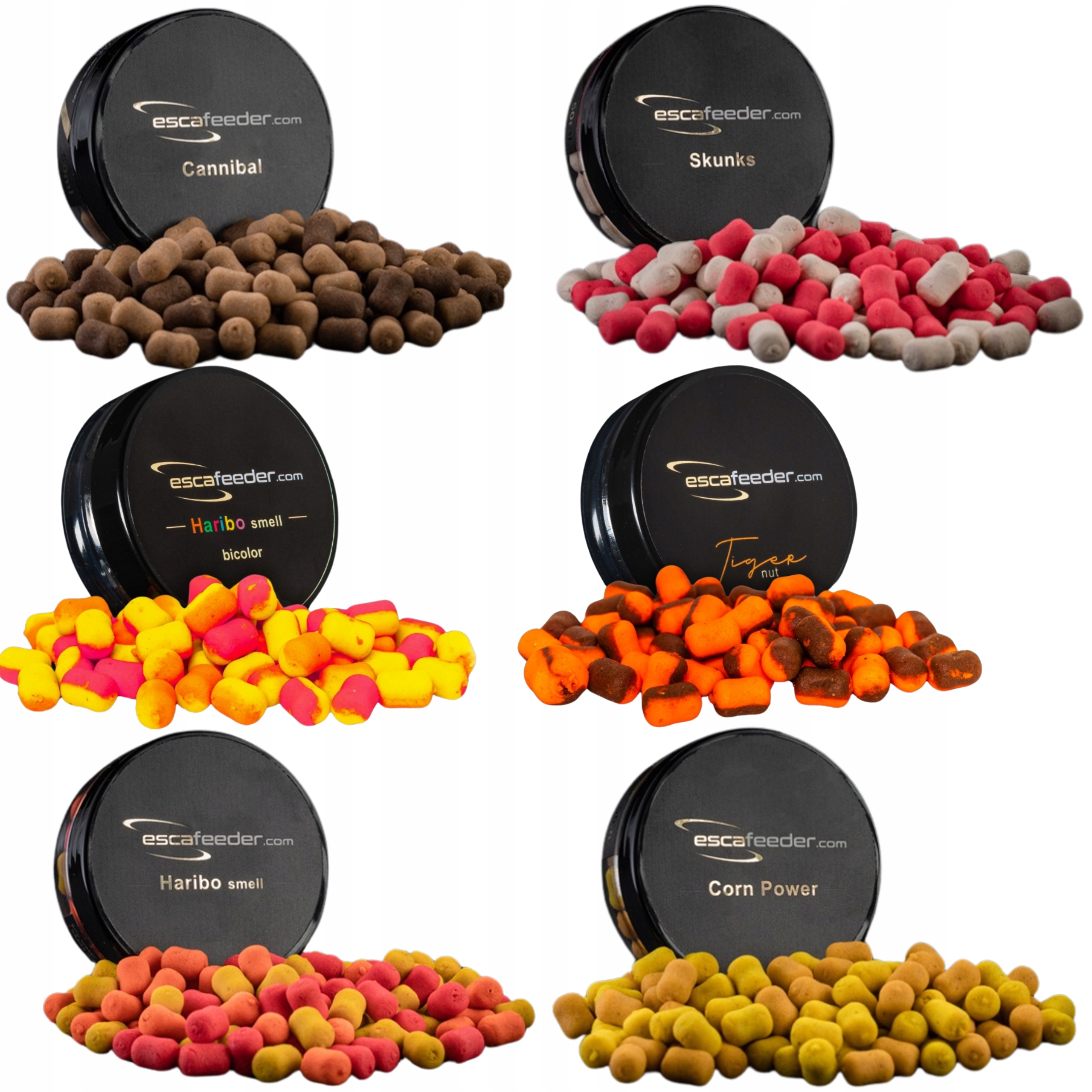 Zestaw 6x Wafters Esca Feeder 10mm zapach Haribo Tiger Cannibal Skunks Corn