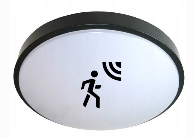 Prémiový stropní svítidlo Led panel nástěnný 24W Nw černý kulatý se senzorem MV