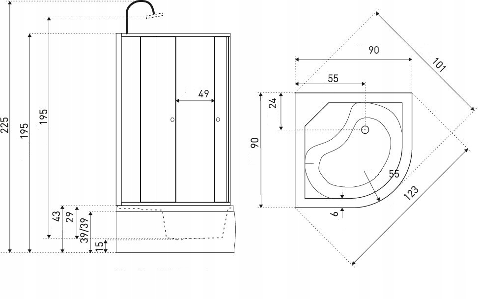 Kabina z hydromasażem 90x90 biała Głębokość 90 cm