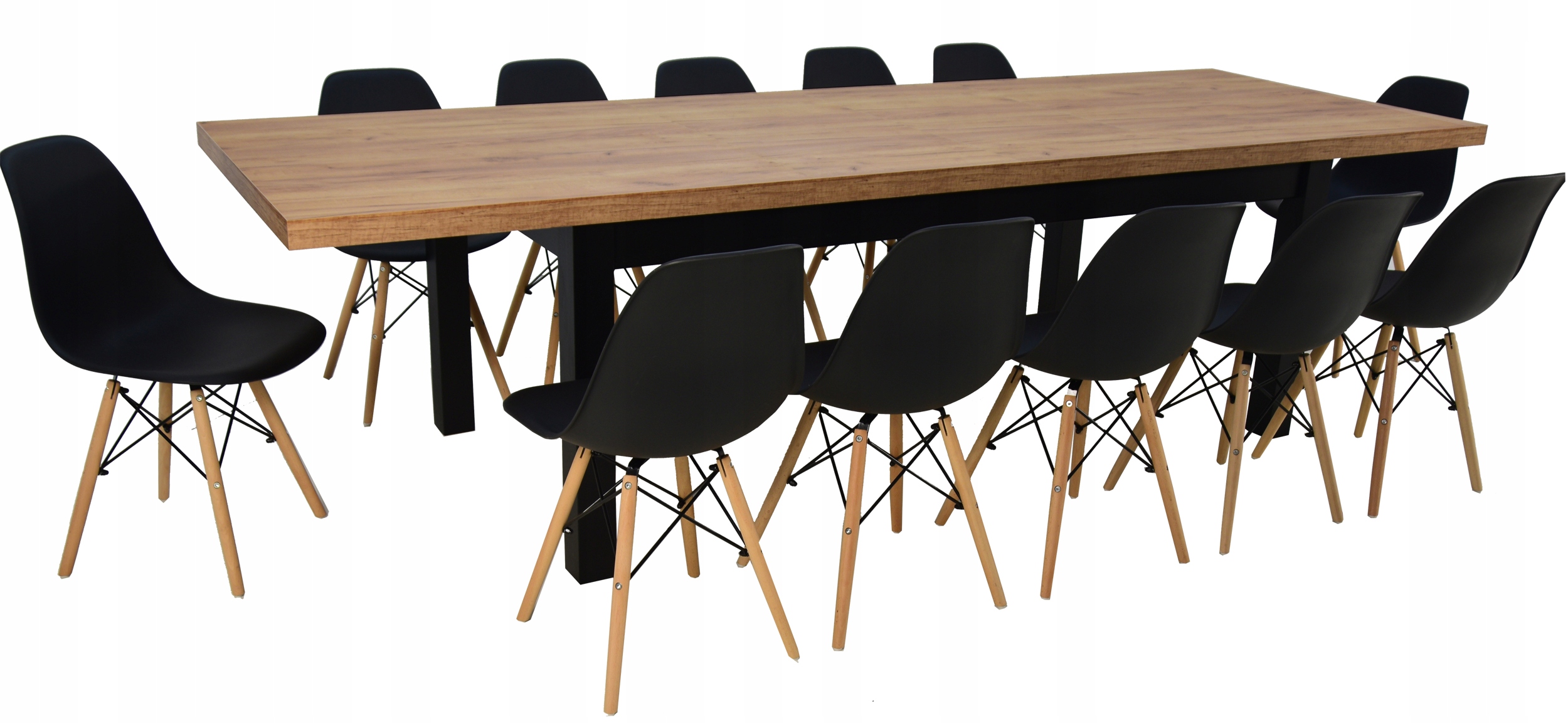 DREWNIANY ROZKŁADANY stół CRAFT 3m + 12 krzeseł