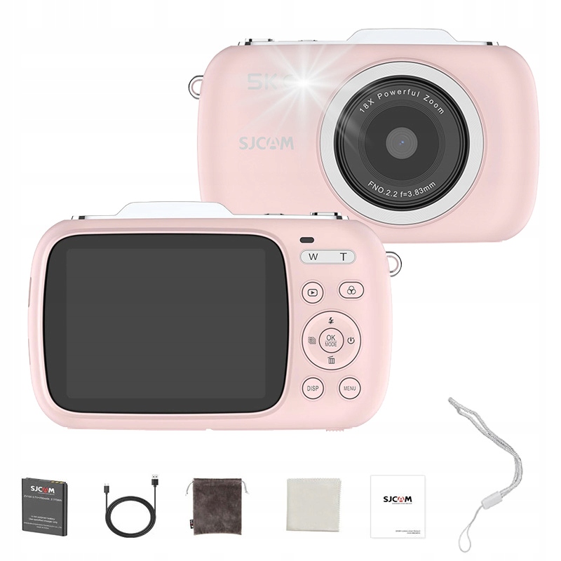Digitální fotoaparát Sjcam ZV100 růžový pro děti a mládež, kamera Webcam 80Mpx