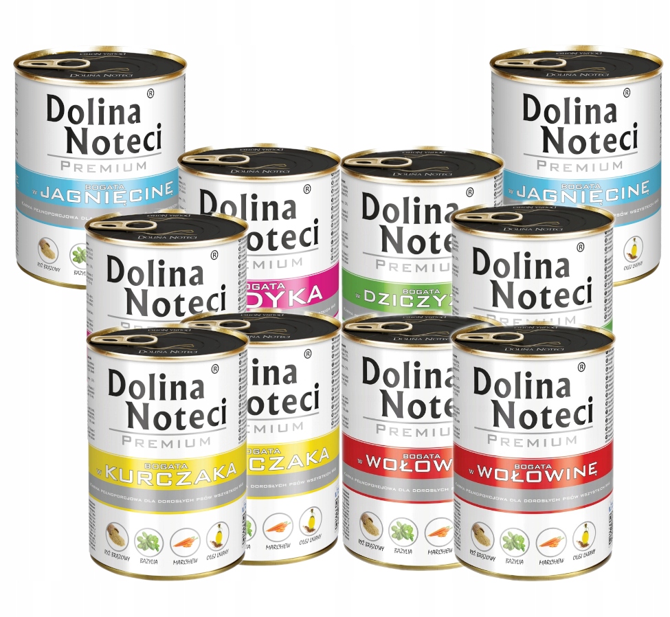 Levně Vlhké Krmivo pro psy Dolina Noteci Premium Bez ryb 5 příchutí 10x400g