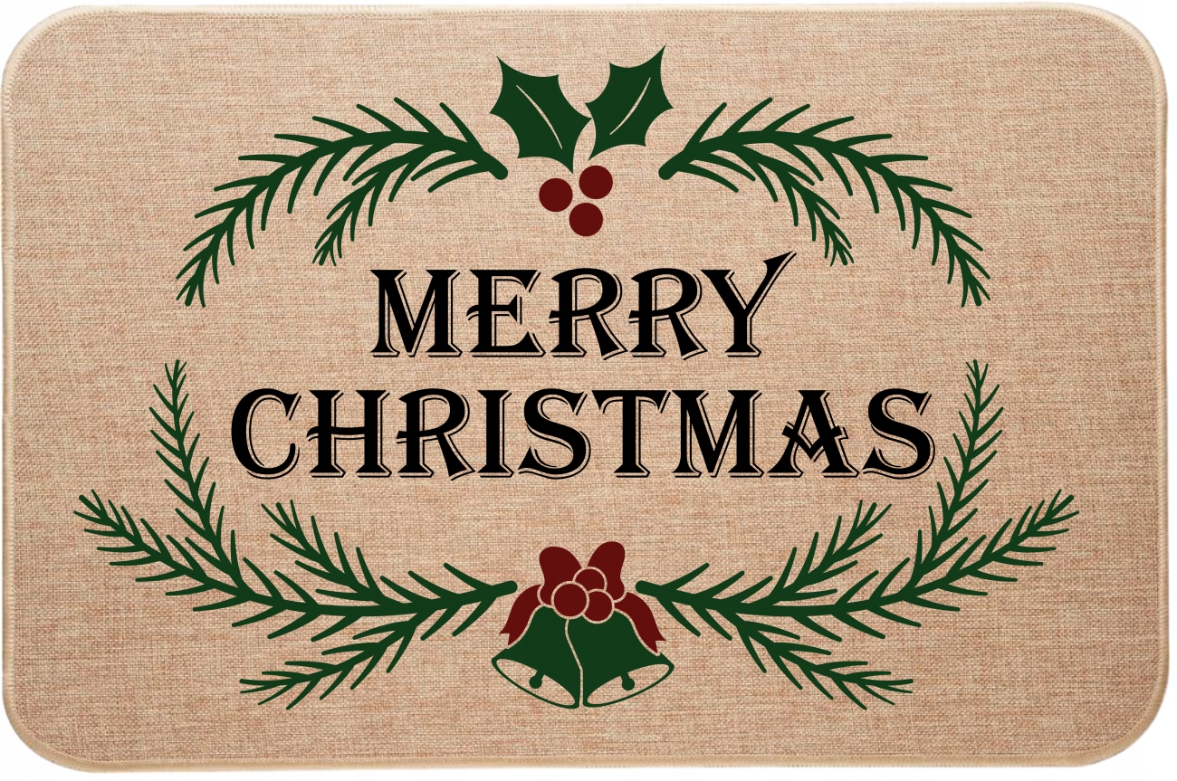 Vianočná ľanová Rohožka Merry Christmas pod vetvičkami vianočného stromčeka