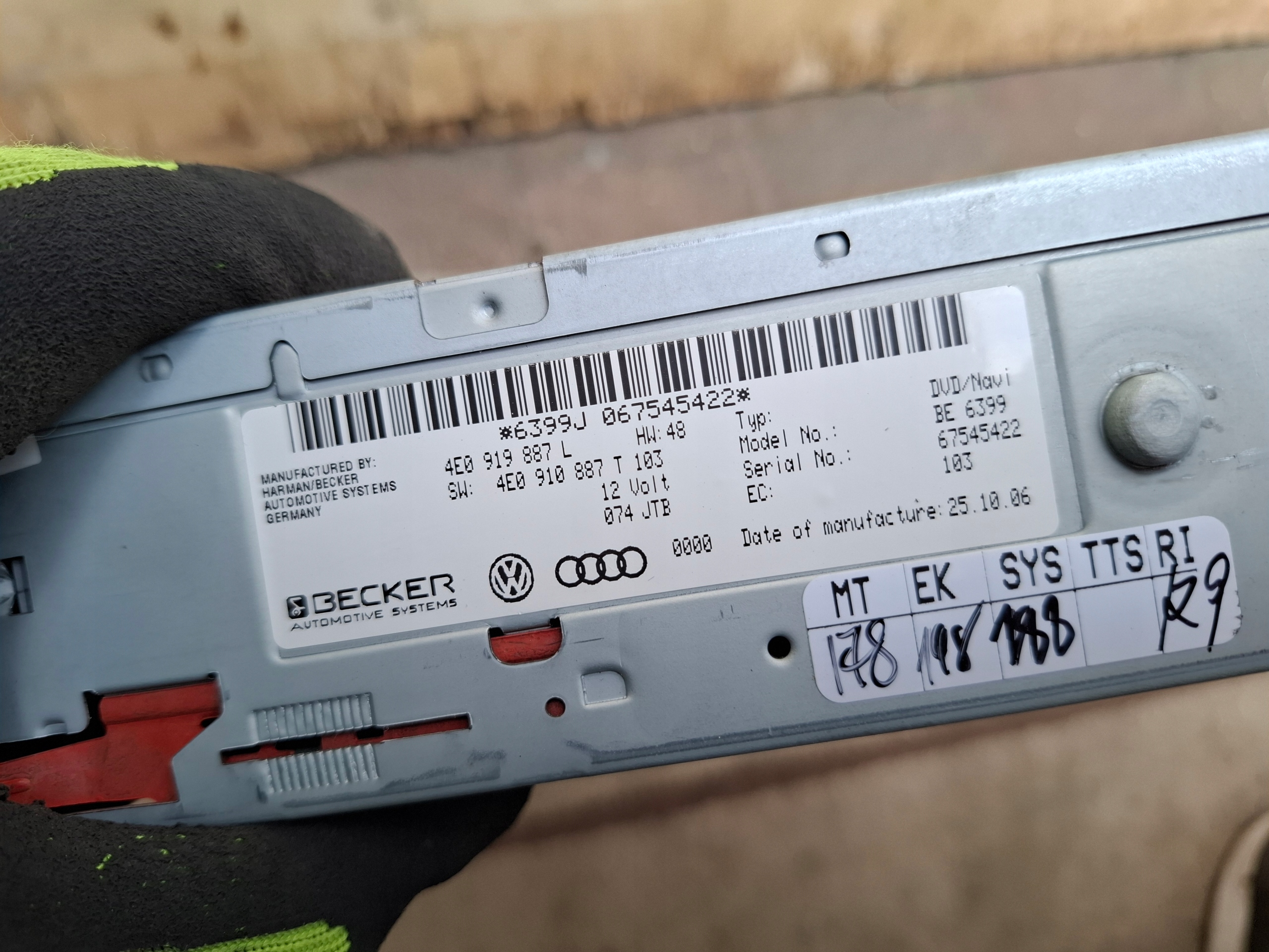lettore navigazione Audi OE 4E0919887L