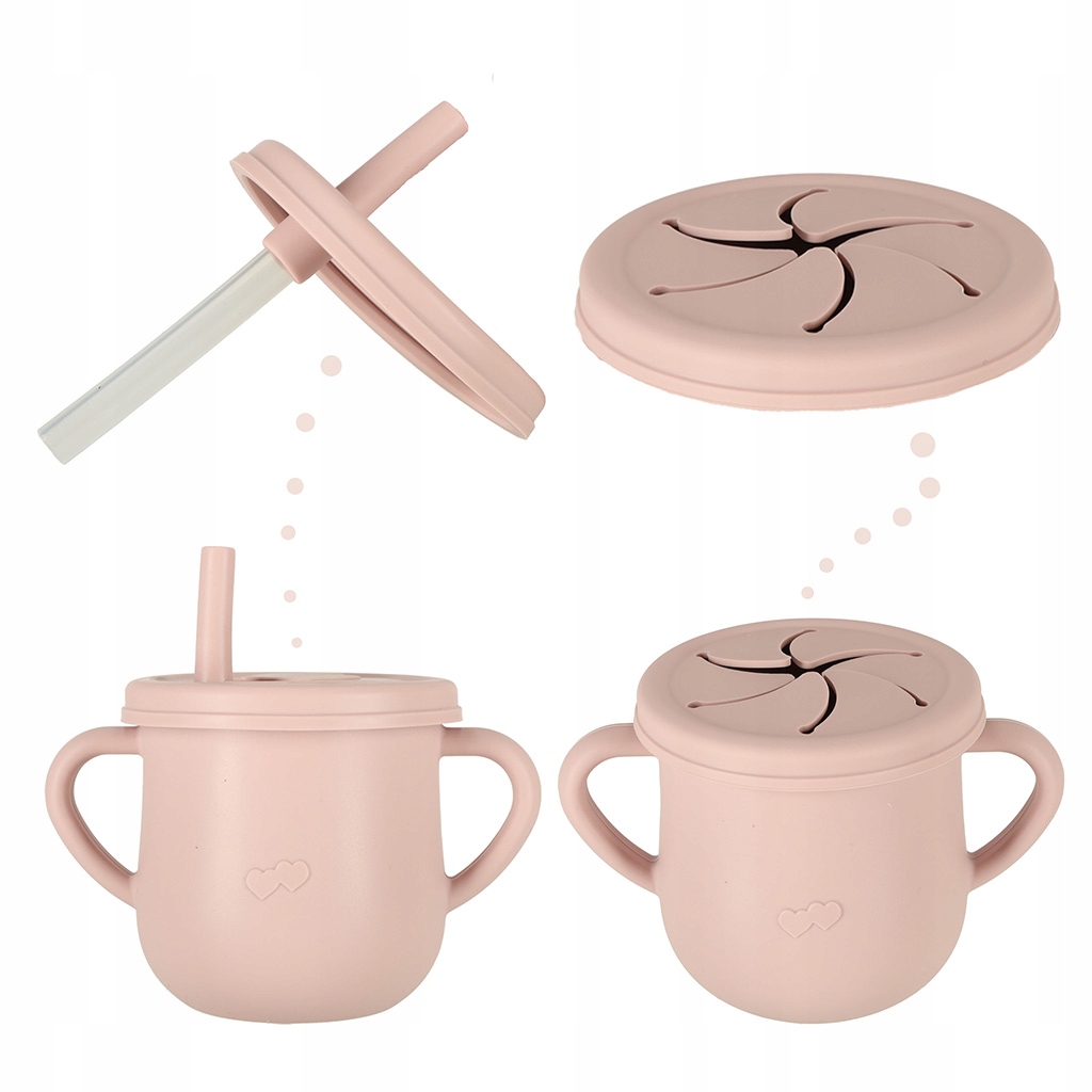 SILIKONOWY ZESTAW DO KARMIENIA DLA DZIECI 9EL PINK Kolor różowy