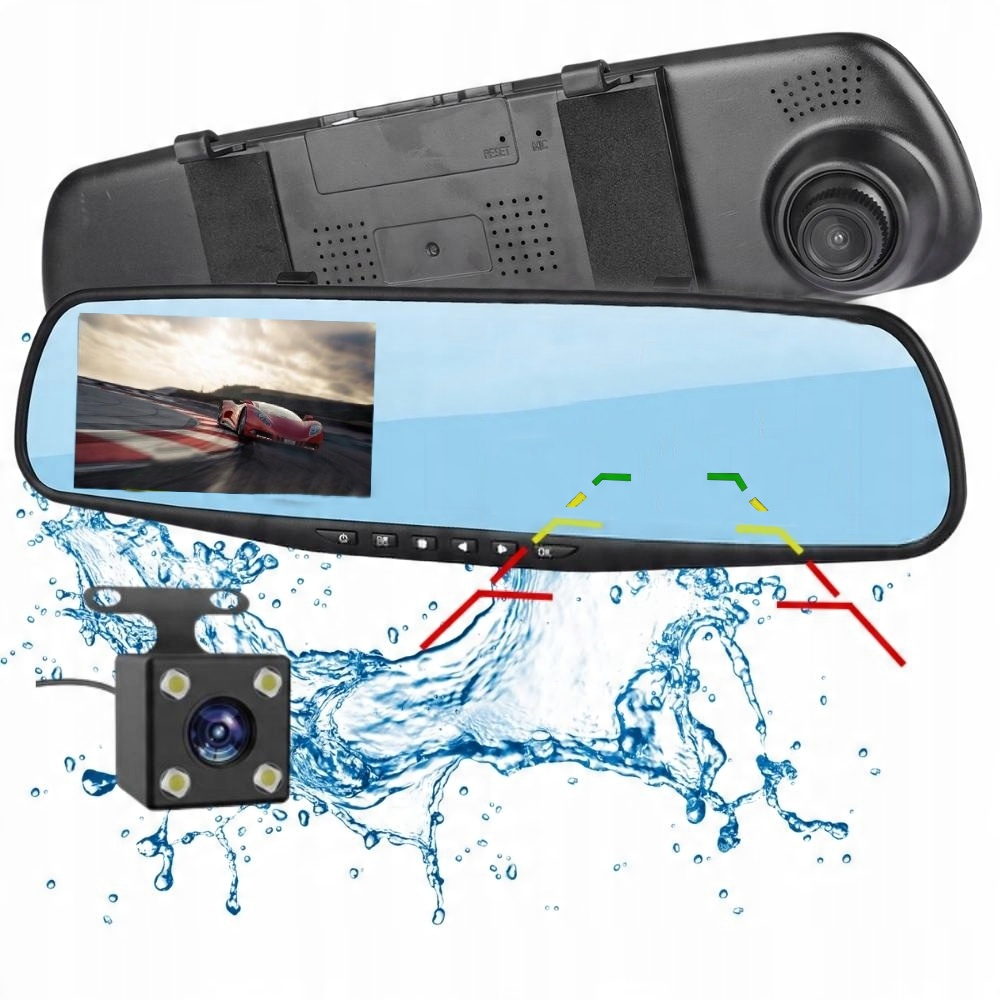

Wideorejestrator Kamera Cofania Lusterko Full Hd