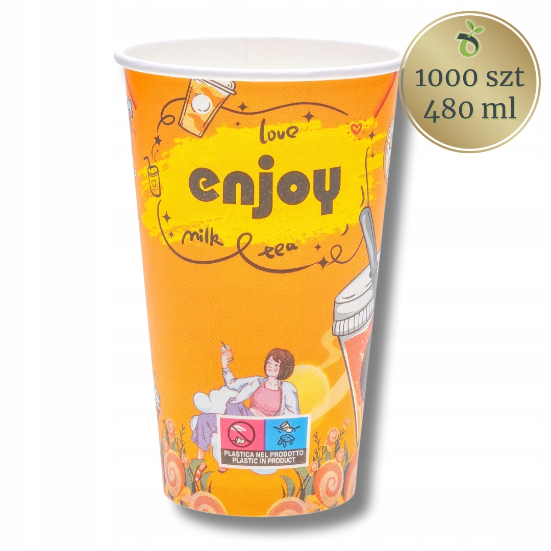 Papírový hrnek 480 ml s potiskem Enjoy na kávu 1000 ks Velkoobchod
