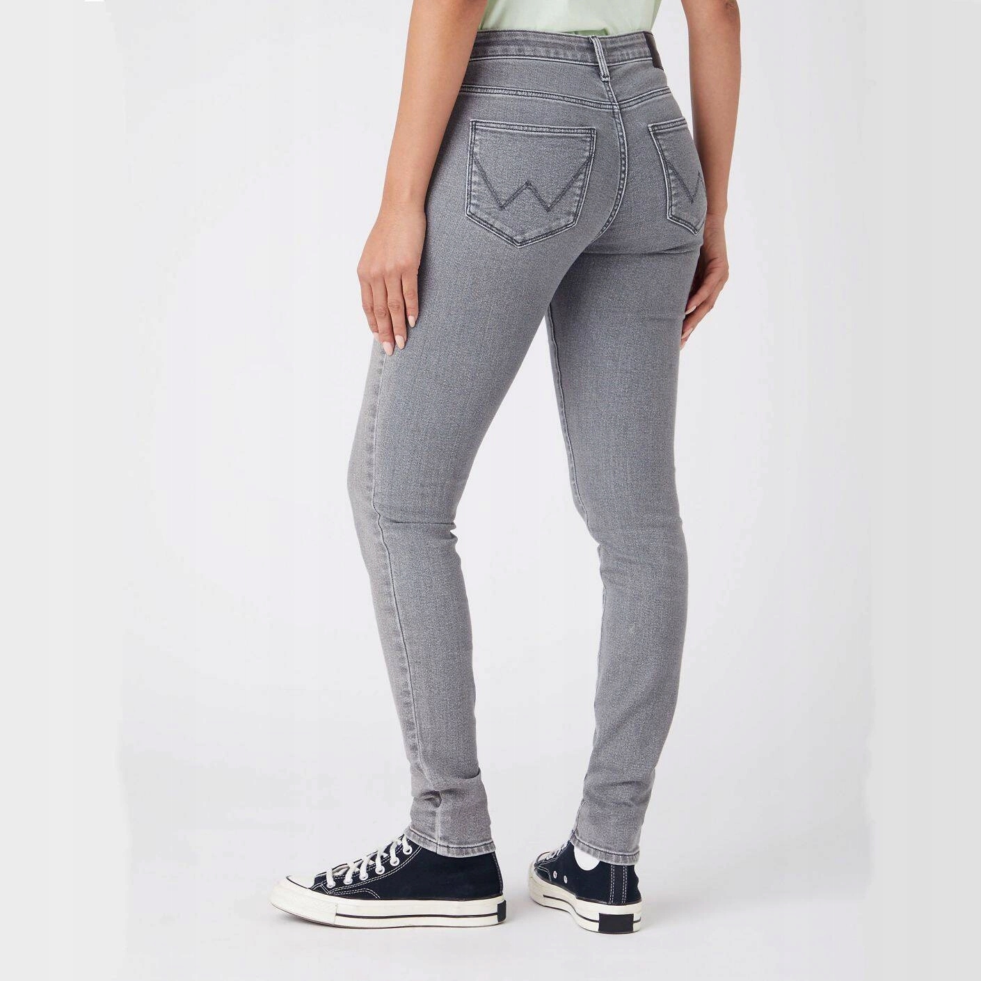 Dámské džínové úzké nohavice kalhoty Wrangler Skinny Grey Storm W28KDH459 40/34