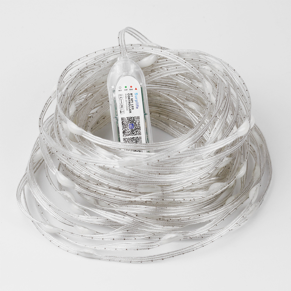 Taśma LED RGBIC 5 m Neon, łańcuch świetlny Pilot IR, Bluetooth, IP65, USB W Długość 5 m