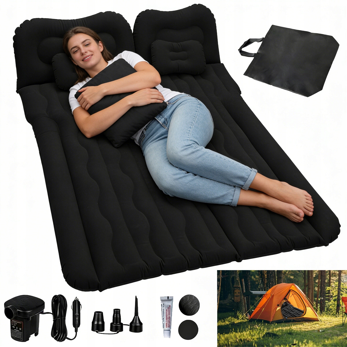 Dnuchany Materac Łóżko Do Samochodu Auta Z Pompką Akcesoria Podróżne