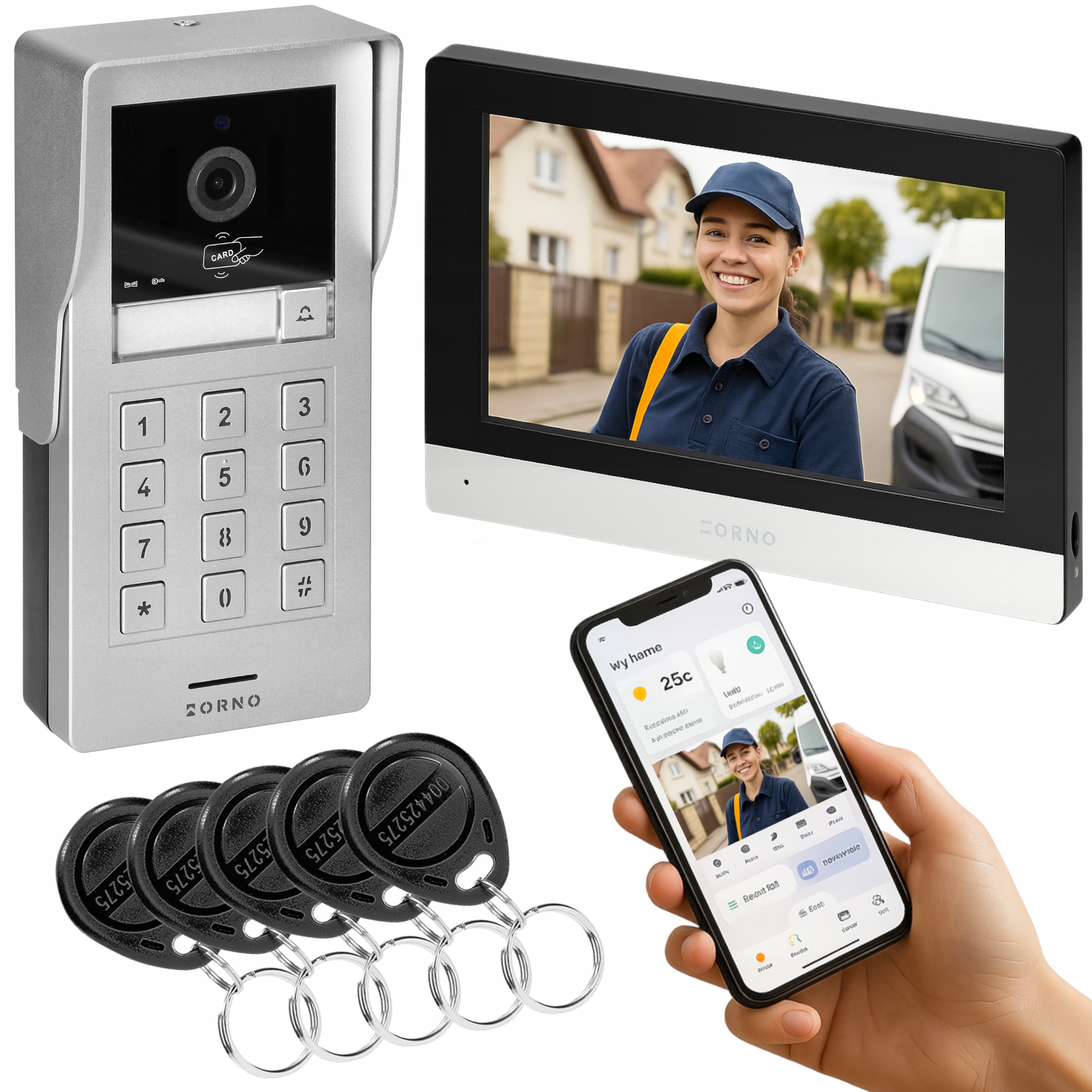 Videovrátnik Jednorodinný šifrovač Full Hd Tuya Brána Rfid WiFi