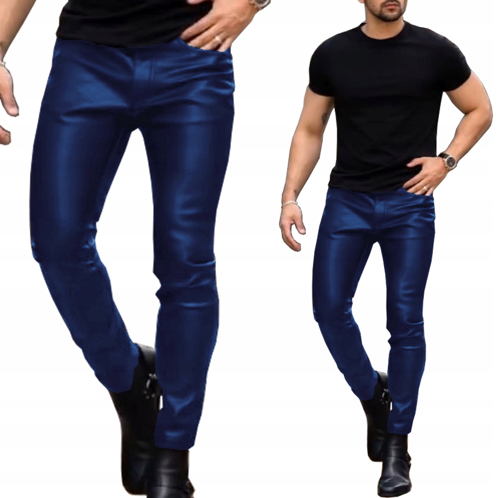 Pánské kalhoty Casual Slim Fit Voskované trubičky z kůže