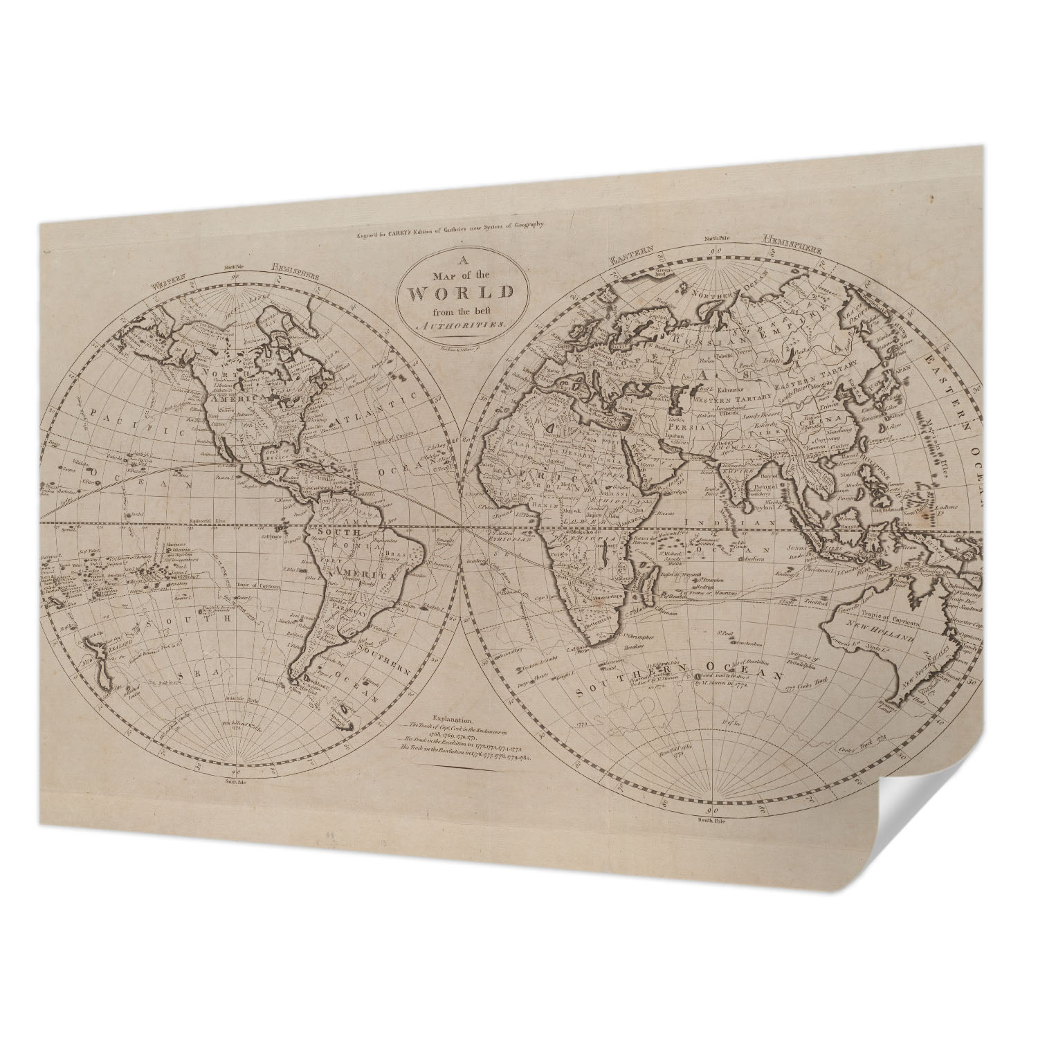 Samolepicí fototapeta Bez lepidla Jednoduchá aplikace Stará mapa 152 x 104 cm