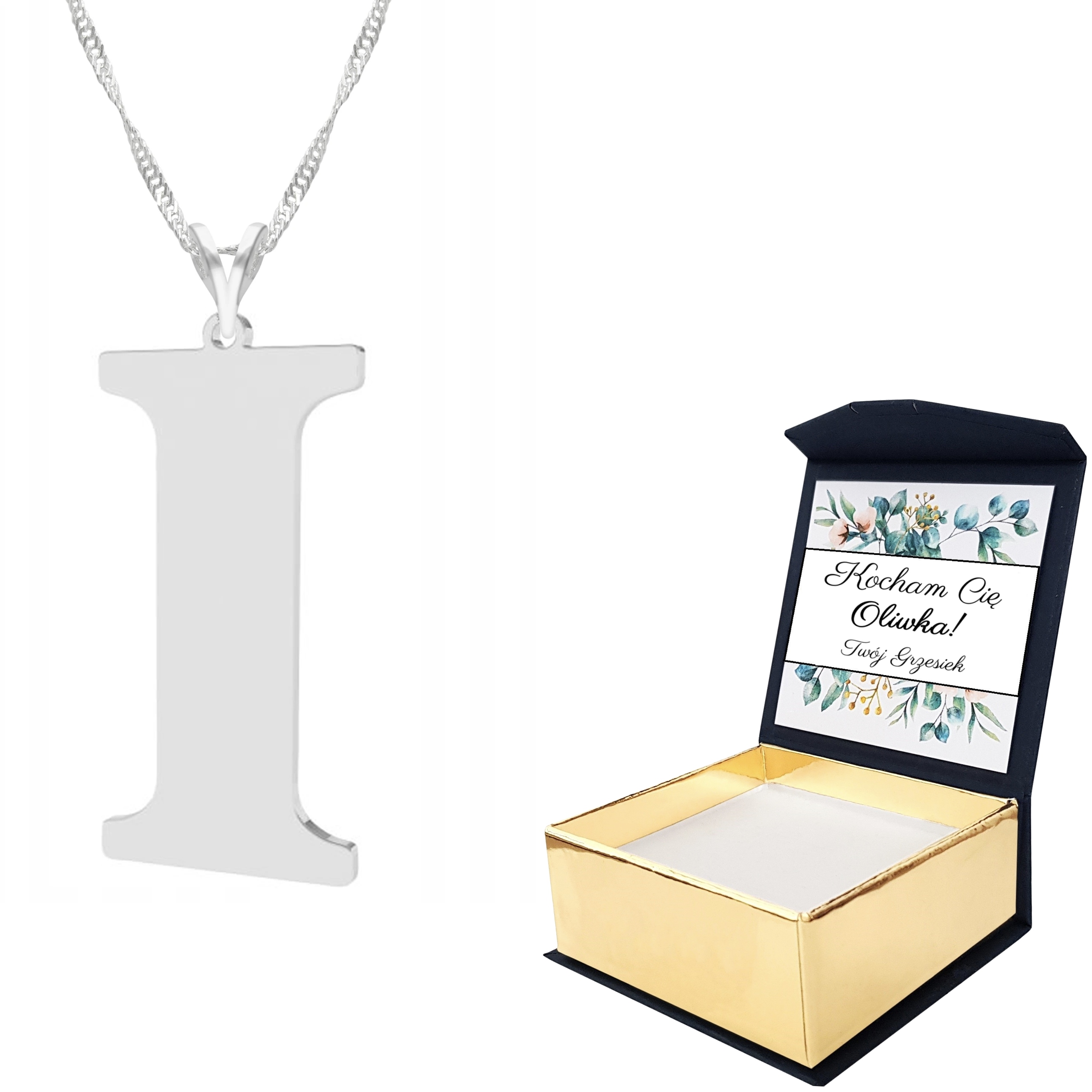 Stříbrný náhrdelník s velkým písmenem I Vlastní Potisk