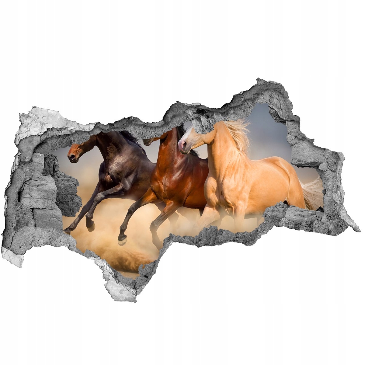 

Dziura 3d foto tapeta Naklejka Konie w galopie