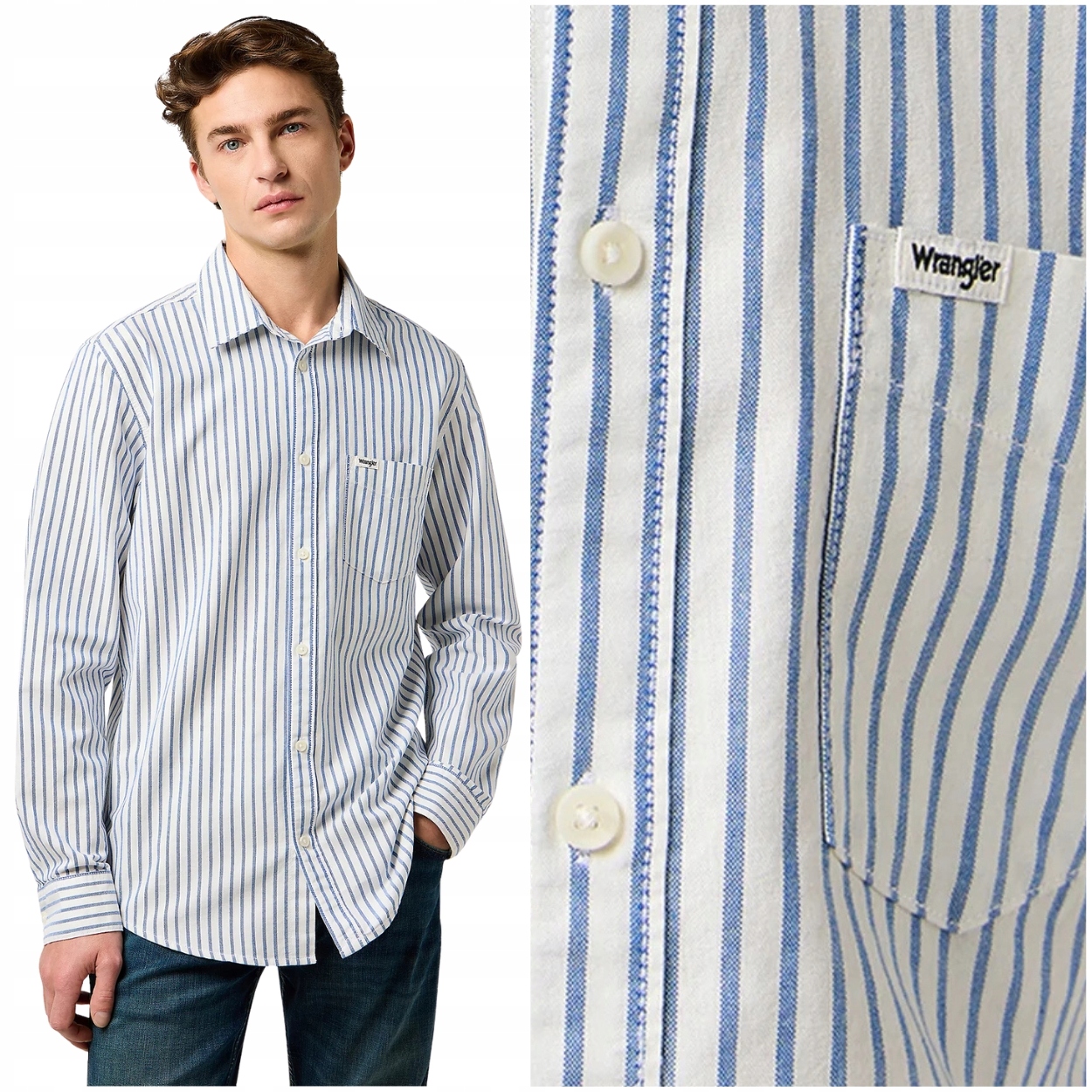 Wrangler 1 Pkt Shirt Oxford klasická pánská pruhovaná bavlněná košile L