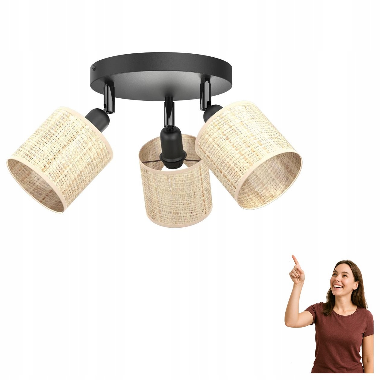 Trojitá reflektorová lampa na kruhu Rattan Spot 5297 Luminex
