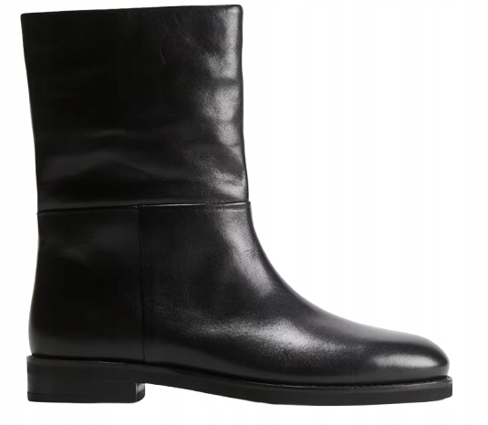 H&m Dámské Kotníkové Boty Černé Nazouvací Kožené 39 Y6C